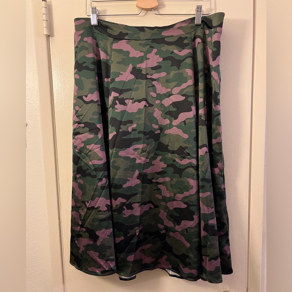 torrid Green and Pink Camo Midi Skirt